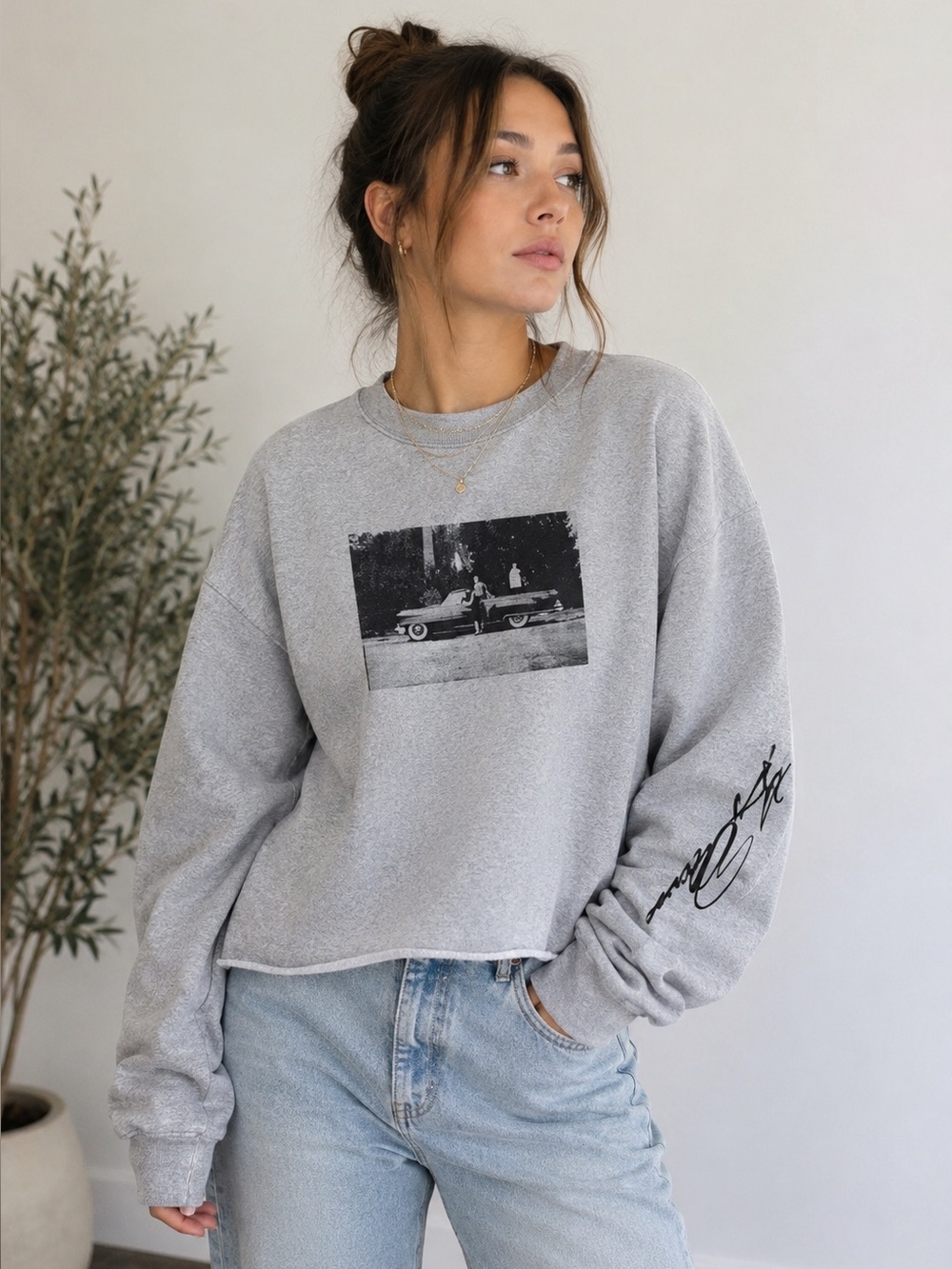 Forever 21 Plus Marilyn Monroe Sweatshirt Womens 3X Gray Cropped Y2K Grunge‎